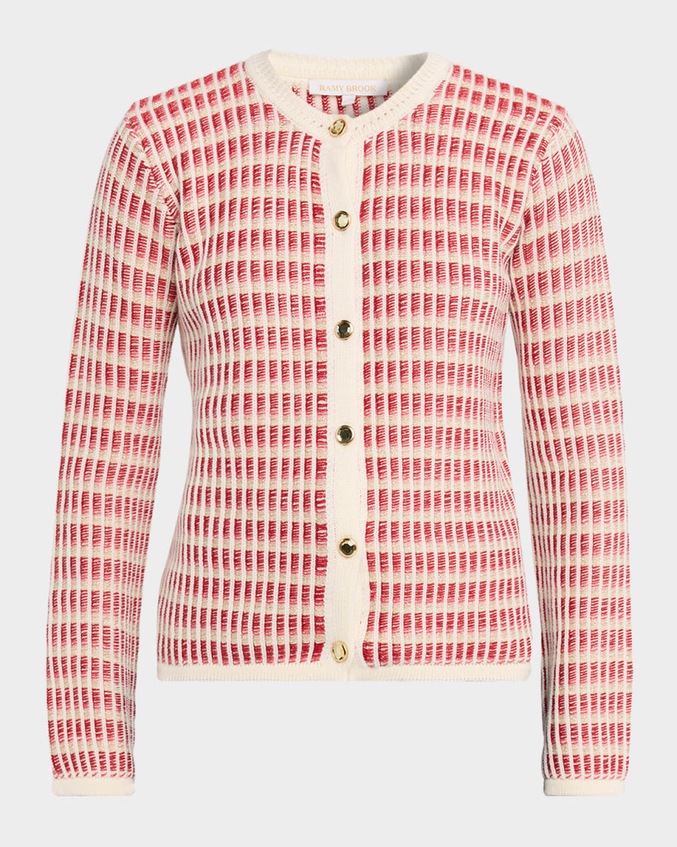 Ivy Metallic Striped Wool-Blend Cardigan